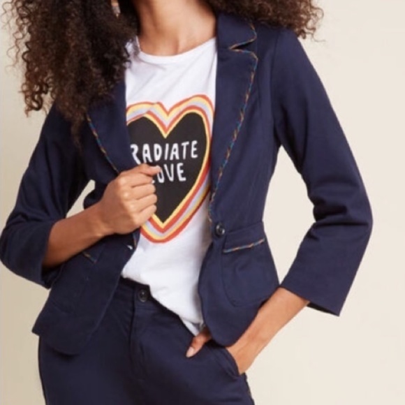 Modcloth Legendary Lifestyle Blazer Rainbow Trim - Picture 4 of 7